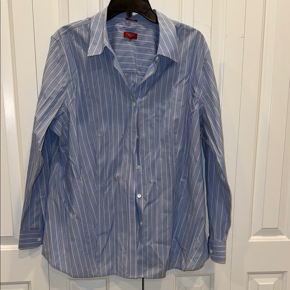 Talbots Light Blue and White Striped Men's Dress Shirt